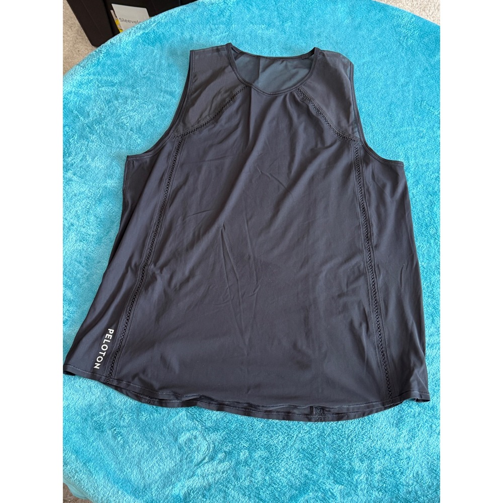 Lululemon Peloton Black Mesh Ladder Stitchā Athletic Tank Top Womens Size 10